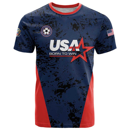 Custom USA Soccer Team T-Shirt Born To Win Graphic Tee