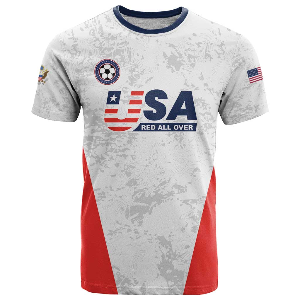 Custom USA Soccer Team T-Shirt Red All Over Graphic Tee