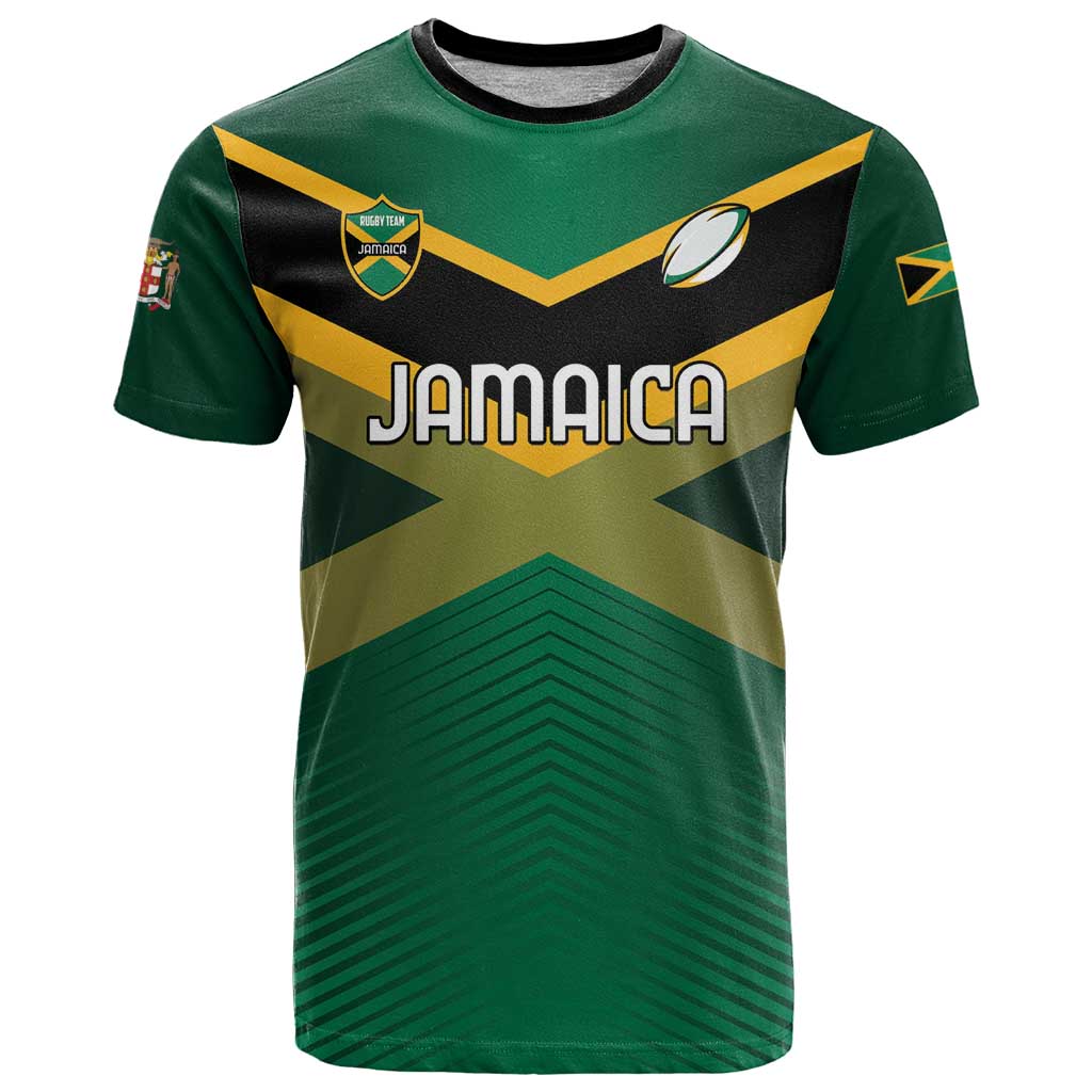 Custom Rugby Jamaica T-Shirt Reggae Warriors Go Champions Graphic Tee