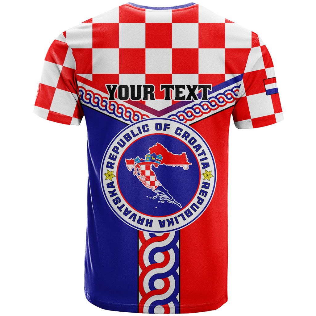 Custom Croatia T-Shirt Hrvatska Interlace With Coat Of Arms Graphic Tee