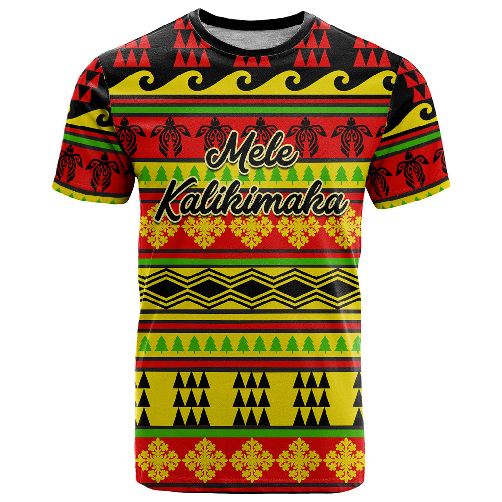 Custom Hawaii Christmas T-Shirt Hawaiian Quilt Pattern Reggae Version Graphic Tee