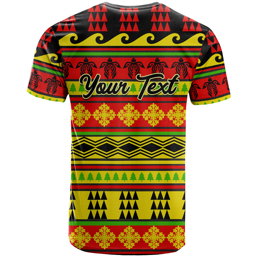 Custom Hawaii Christmas T-Shirt Hawaiian Quilt Pattern Reggae Version Graphic Tee