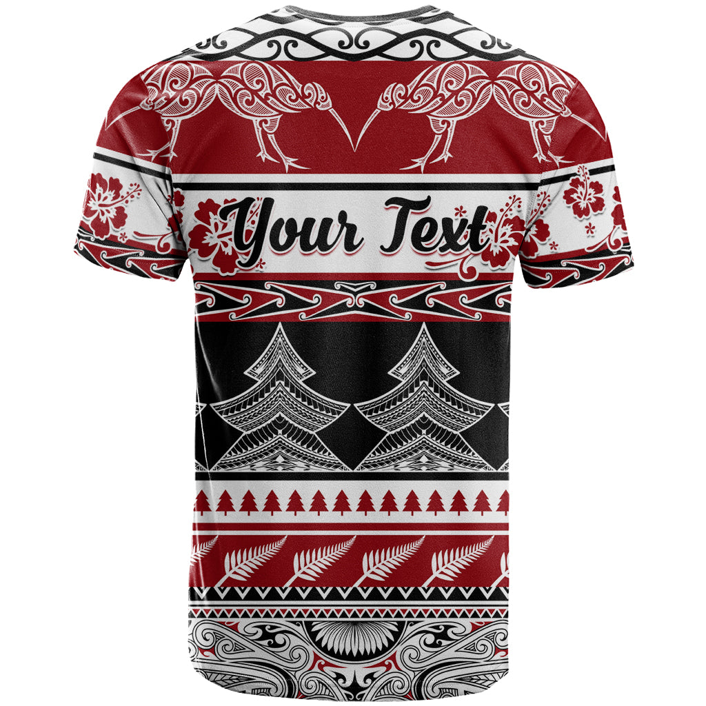 Custom New Zealand Christmas T-Shirt Maori Meri Kirihimete Moko Graphic Tee