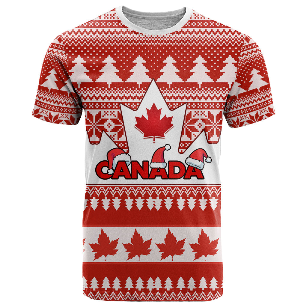 Custom Canada Christmas T-Shirt Maple Leaf Unique Style Graphic Tee
