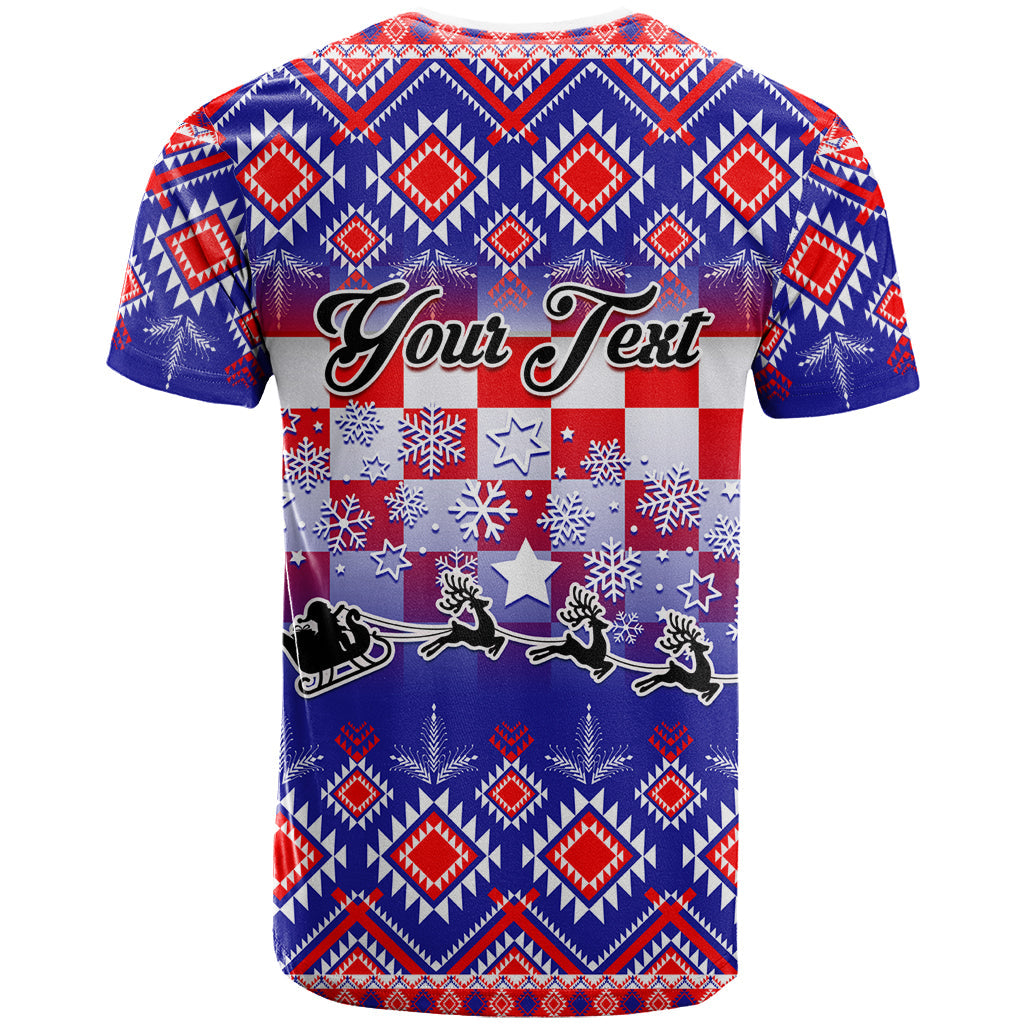 Custom Croatia Christmas T-Shirt Sretan Bozic Croatian Embroidery Patterns Graphic Tee