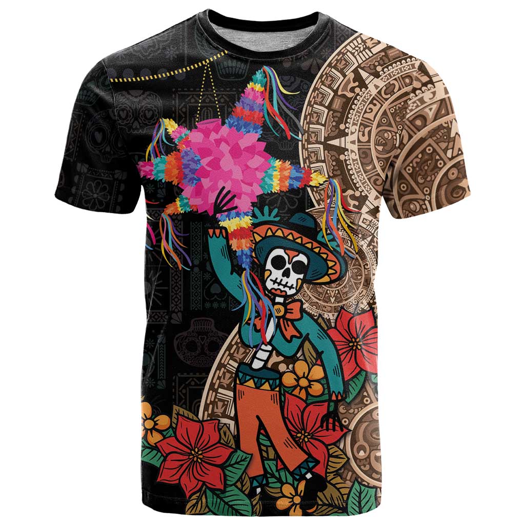 Las Posadas T-Shirt Pinata With Mexican Aztec Circle Graphic Tee