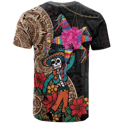 Las Posadas T-Shirt Pinata With Mexican Aztec Circle Graphic Tee