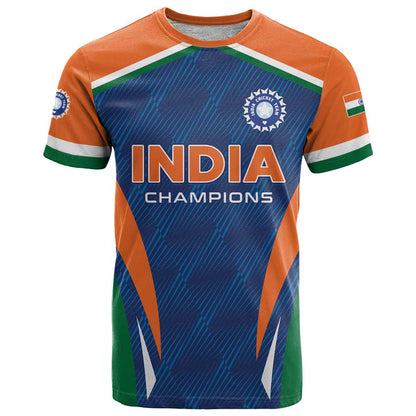 Custom India Cricket T-Shirt The Men In Blue Champions Graphic Tee
