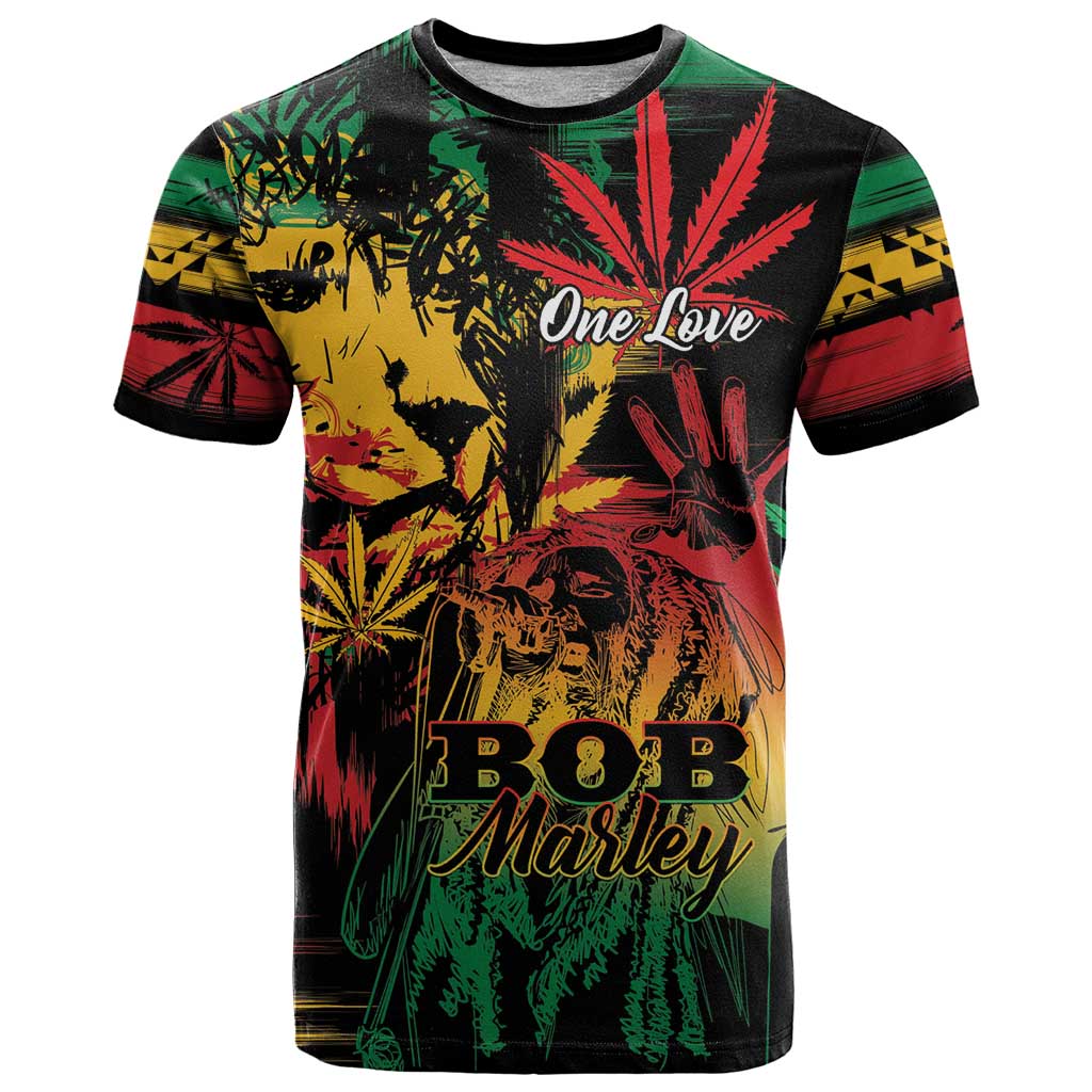Personalized Reggae King Marley One Love T-Shirt Rastafarian Lion Grunge Graphic Tee