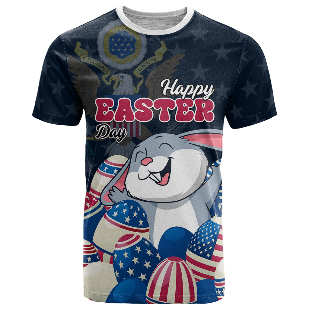 American Easter Day 2024 T-Shirt Bunny With US Easter Eggs Graphic Tee