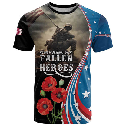 US Memorial Day 2025 T-Shirt Remembering Our Fallen Heroes Graphic Tee