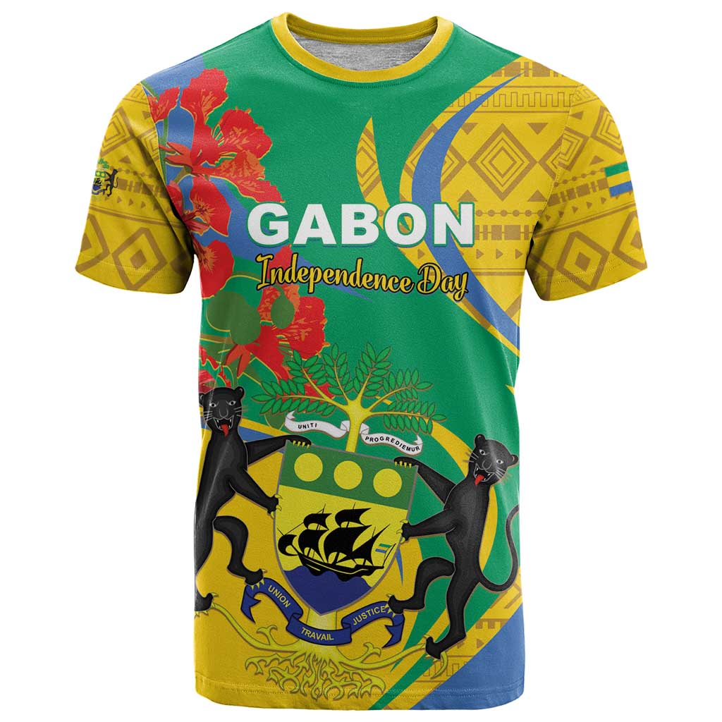Gabon Independence Day T-Shirt Gabonaise Flamboyant African Pattern Graphic Tee