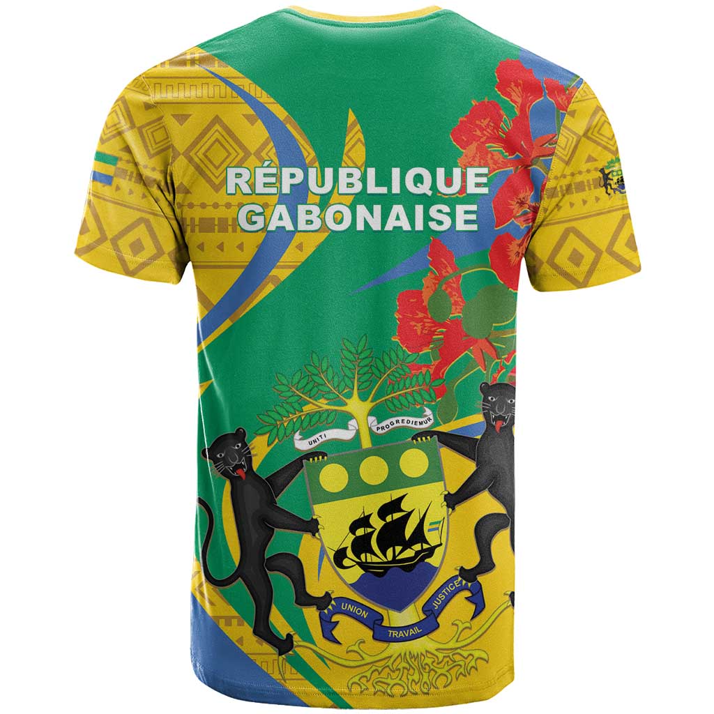 Gabon Independence Day T-Shirt Gabonaise Flamboyant African Pattern Graphic Tee