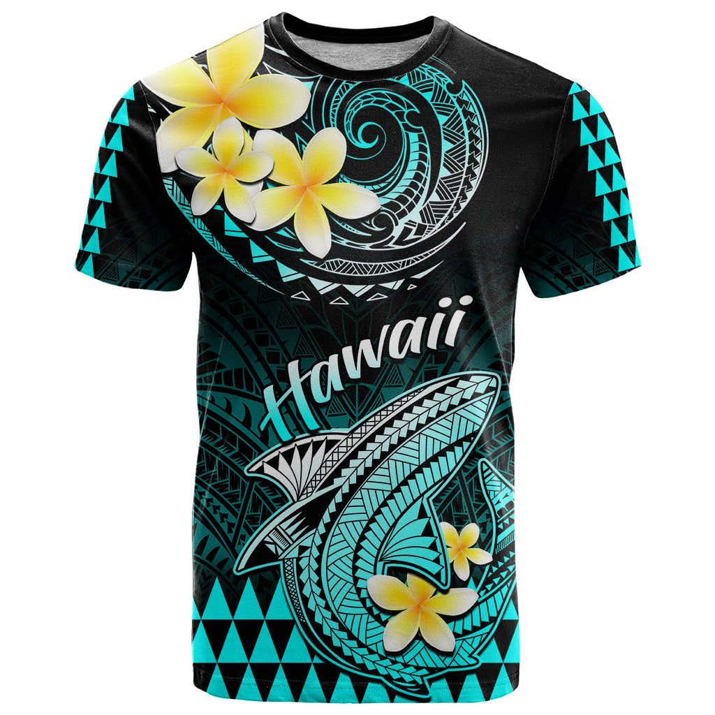Hawaii T-Shirt Polynesian Shark with Kakau Turquoise Version Graphic Tee