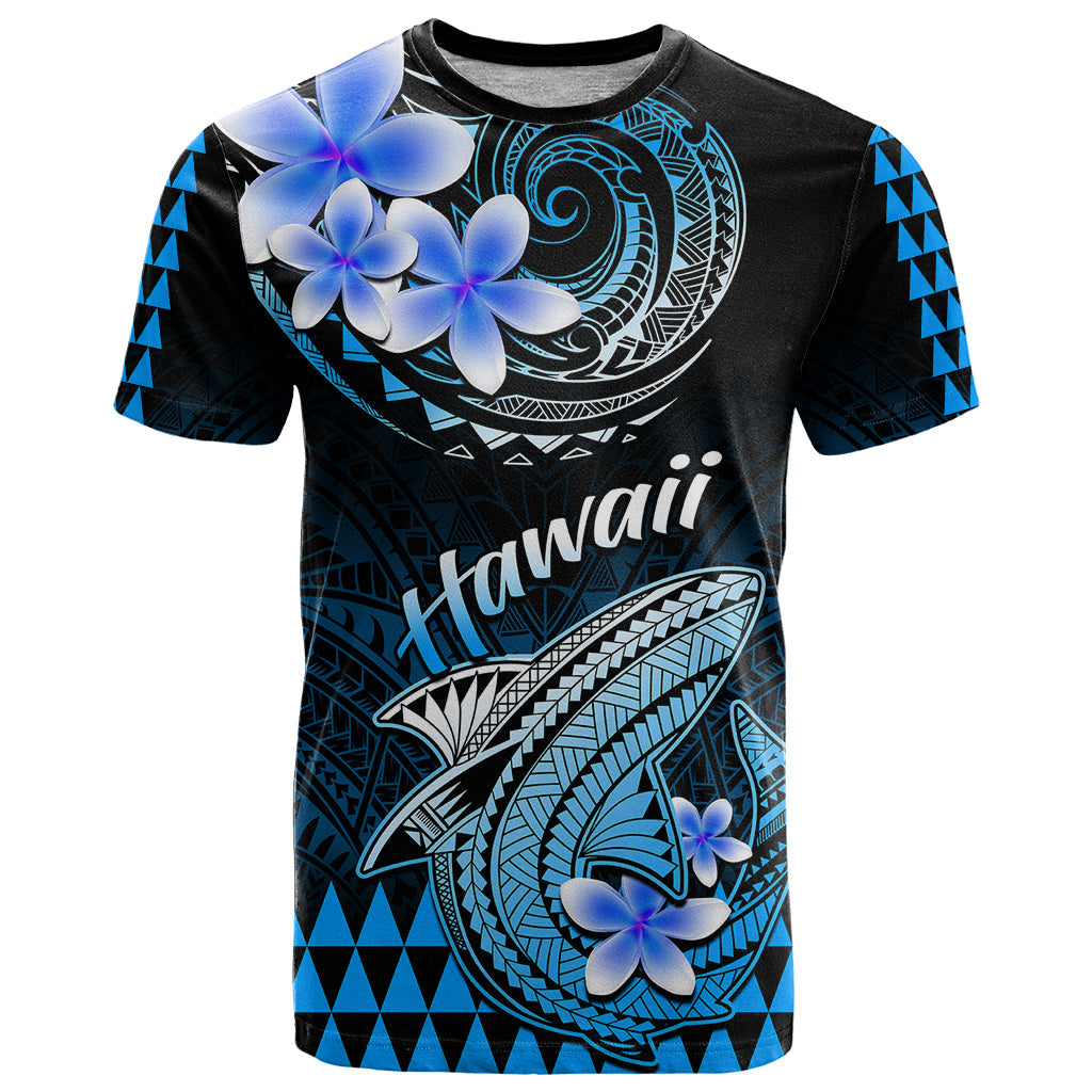 Hawaii T-Shirt Polynesian Shark with Kakau Blue Version Graphic Tee