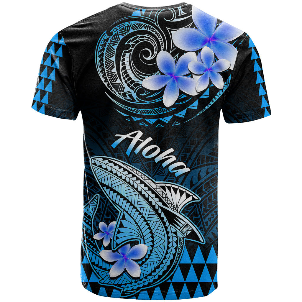 Hawaii T-Shirt Polynesian Shark with Kakau Blue Version Graphic Tee