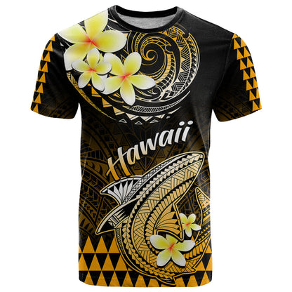 Hawaii T-Shirt Polynesian Shark with Kakau Gold Version Graphic Tee