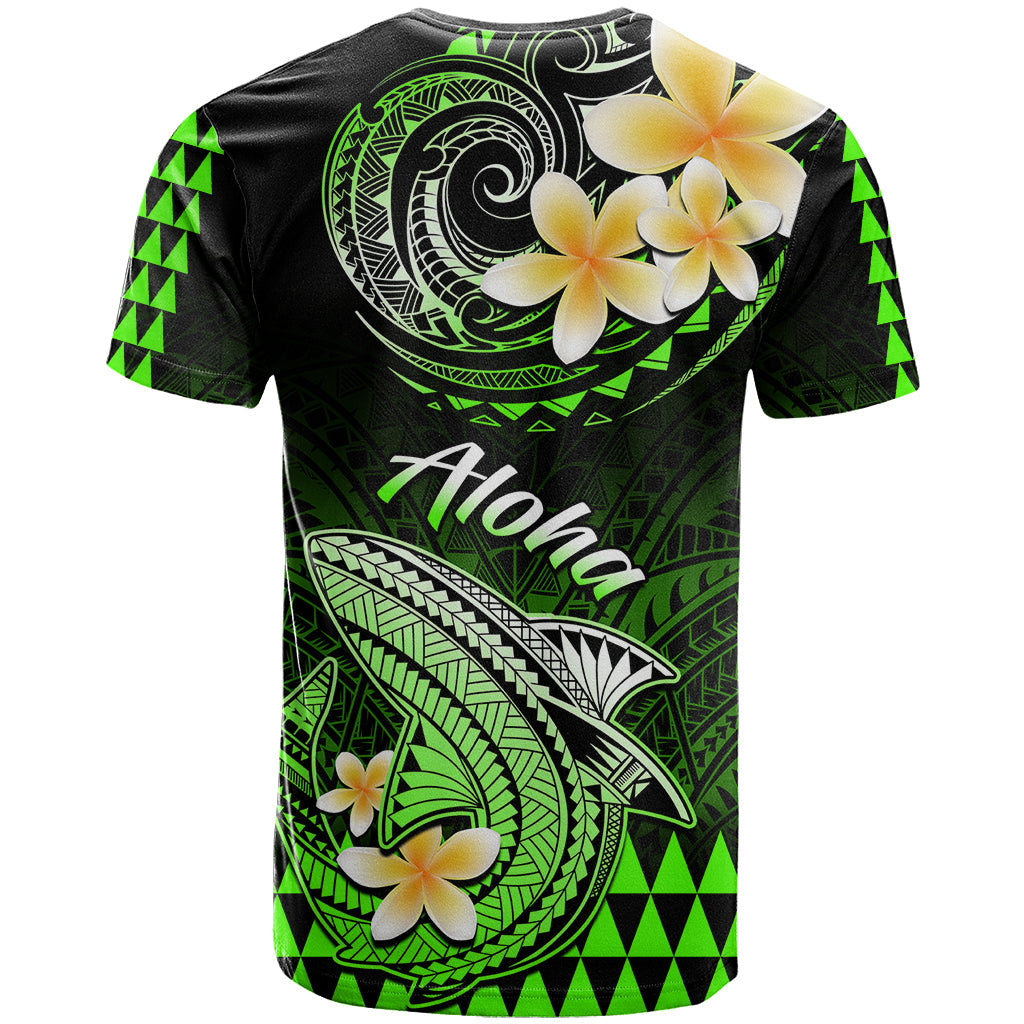Hawaii T-Shirt Polynesian Shark with Kakau Green Version Graphic Tee