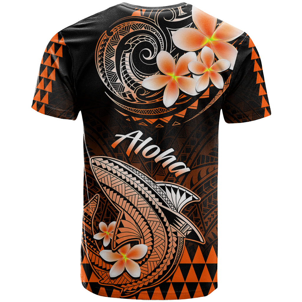 Hawaii T-Shirt Polynesian Shark with Kakau Orange Version Graphic Tee