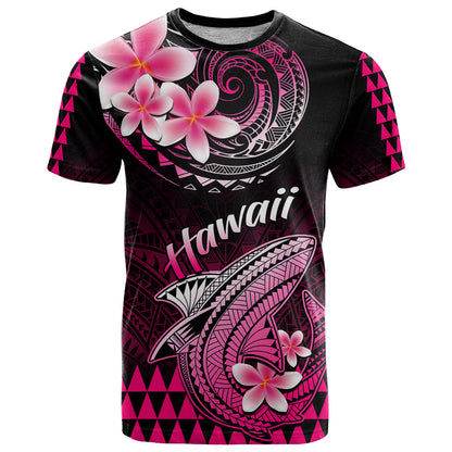 Hawaii T-Shirt Polynesian Shark with Kakau Pink Version Graphic Tee