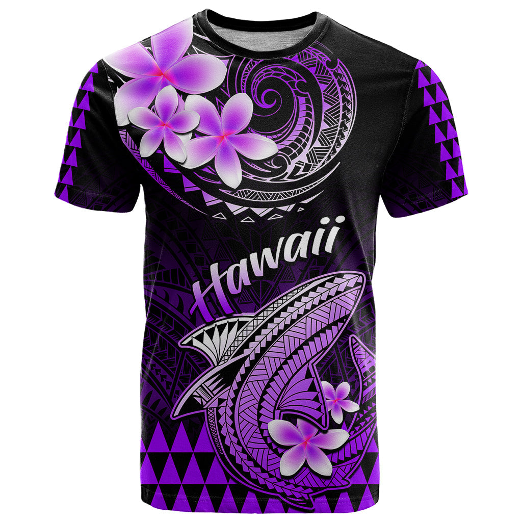 Hawaii T-Shirt Polynesian Shark with Kakau Purple Version Graphic Tee
