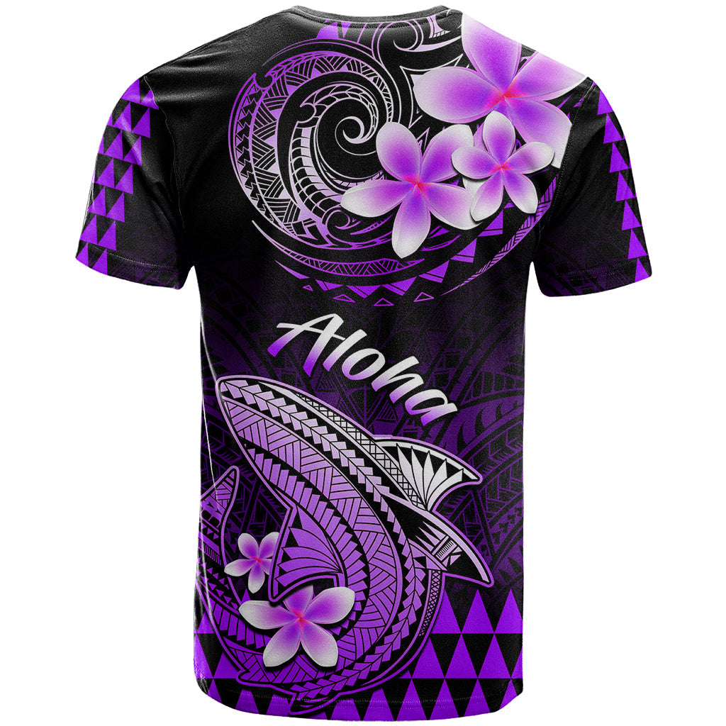 Hawaii T-Shirt Polynesian Shark with Kakau Purple Version Graphic Tee