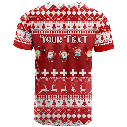 Custom Switzerland Christmas T-Shirt Merry Christmas Funny Santa Claus Graphic Tee