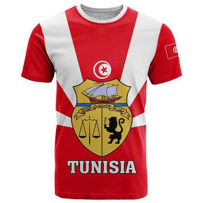 Tunisia Independence Day T-Shirt Coat Of Arms Flag Style Graphic Tee