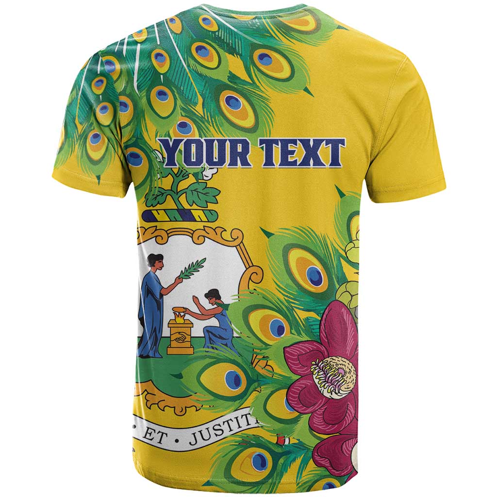 Personalized Saint Vincent and the Grenadines T-Shirt Stylized Peacock Feather Royal Graphic Tee