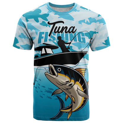Tuna Fishing T-Shirt Fish Camouflage Pattern Graphic Tee