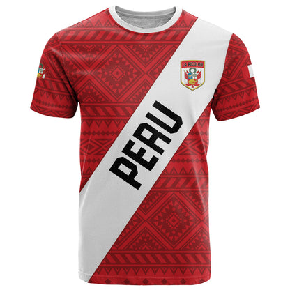 Personalized Peru 2024 Football T-Shirt Come On La Bicolor Graphic Tee