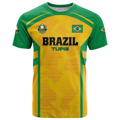 Custom Rugby Brazil T-Shirt Tupis Go Champions Graphic Tee