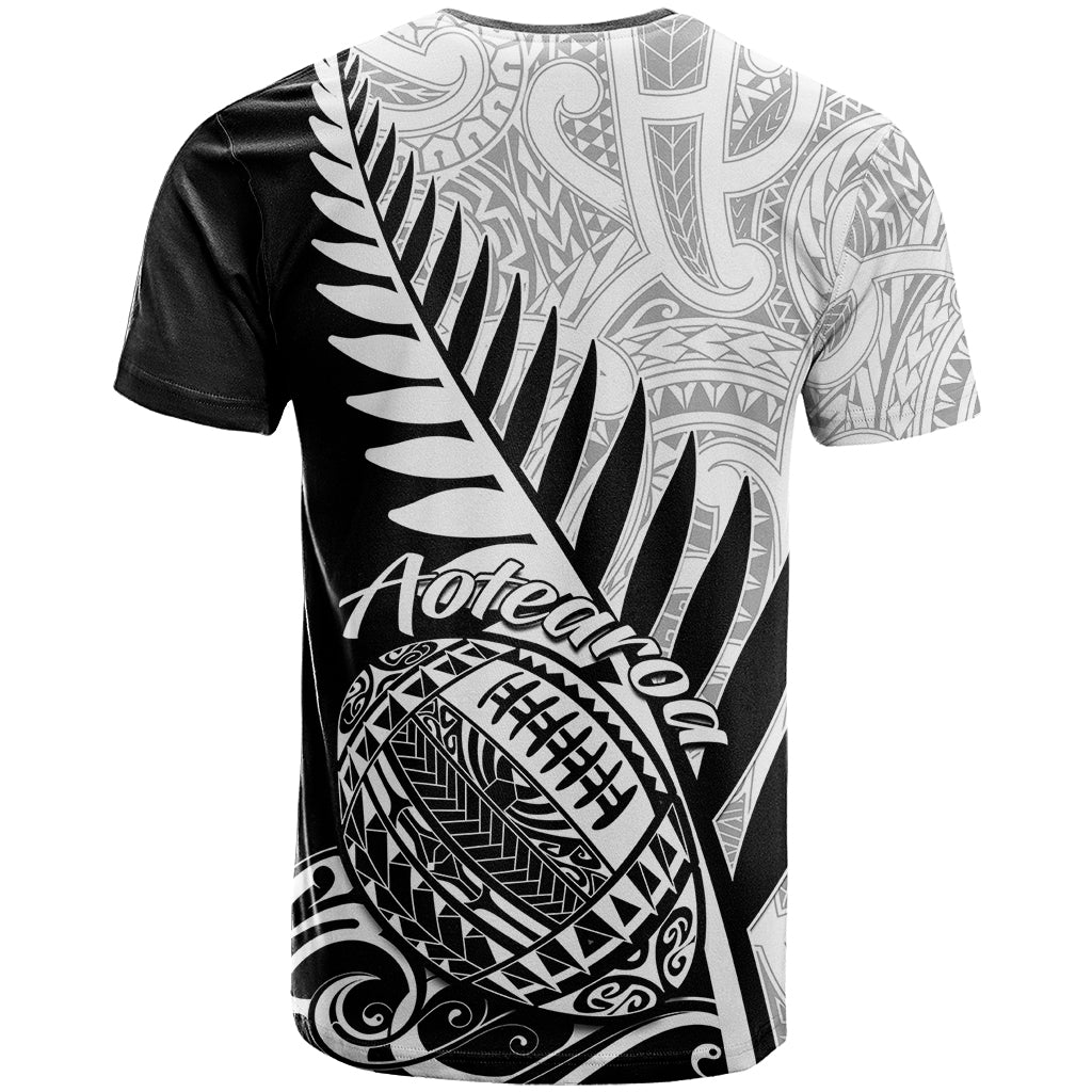 New Zealand Silver Fern Rugby T-Shirt Aotearoa Maori Black Version Graphic Tee