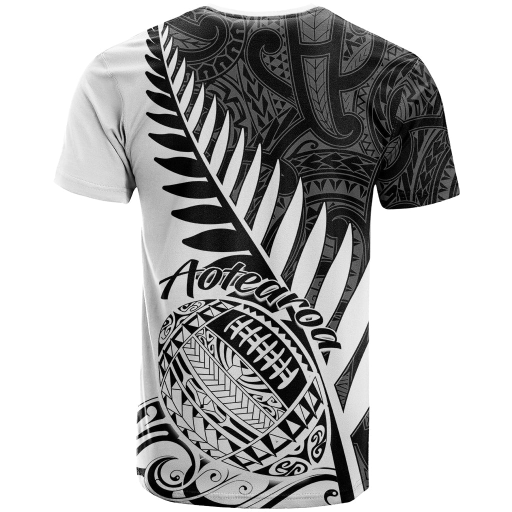 New Zealand Silver Fern Rugby T-Shirt Aotearoa Maori White Version Graphic Tee