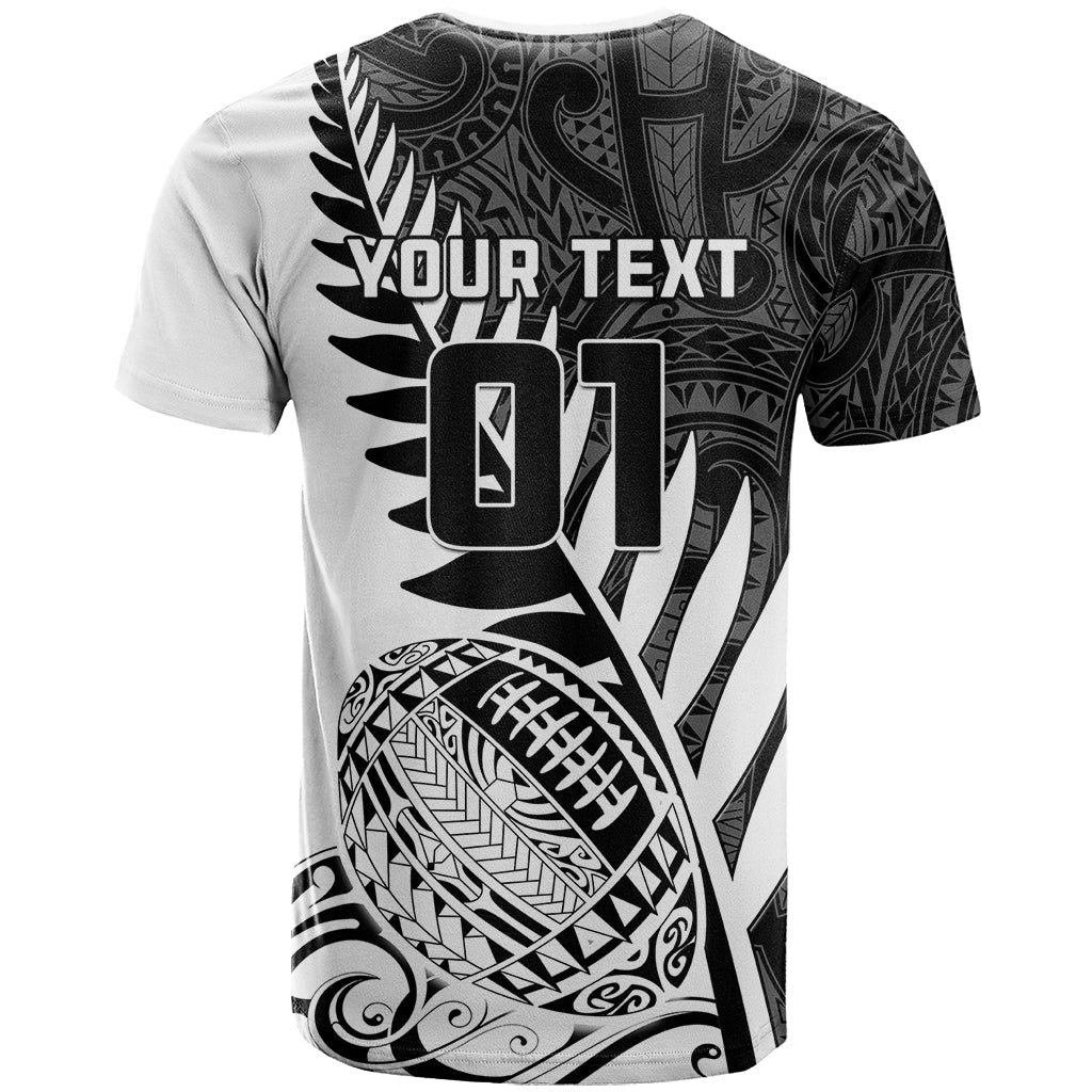 Custom New Zealand Silver Fern Rugby T-Shirt Aotearoa Maori White Version Graphic Tee