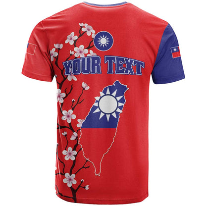 Personalized Proud To Be Taiwanese T-Shirt Flag Map Plum Blossom Graphic Tee