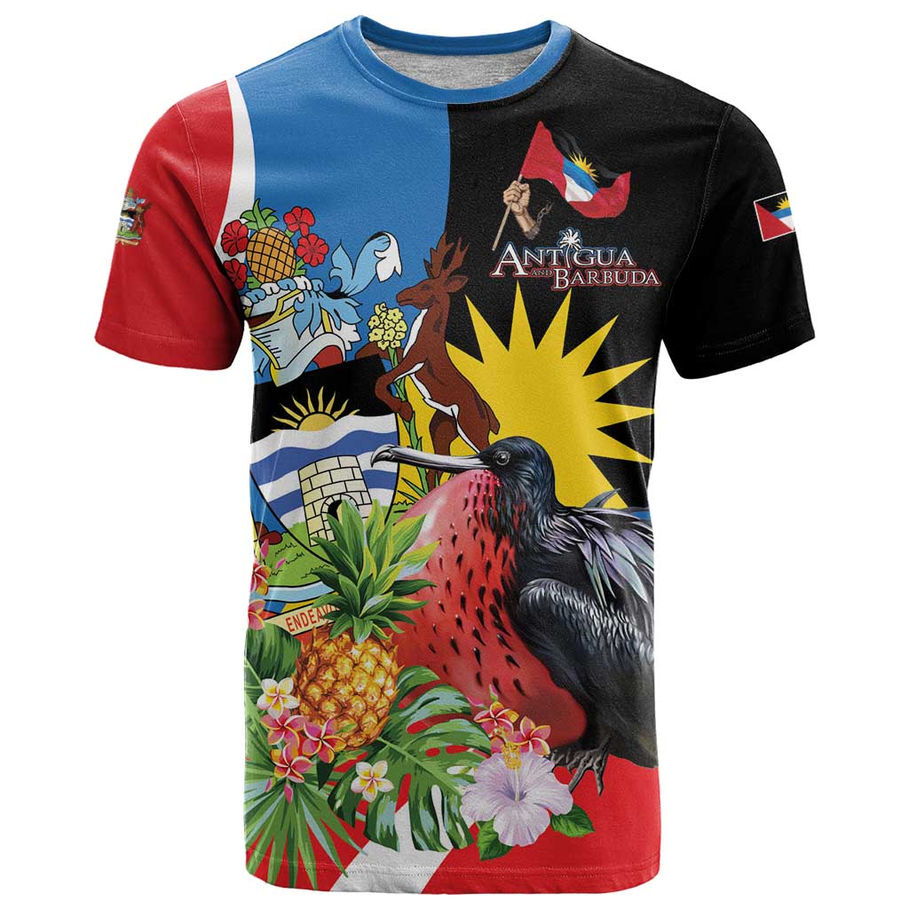 Personalized Antigua and Barbuda Magnificent Frigatebird T-Shirt Tropical Vibe Graphic Tee