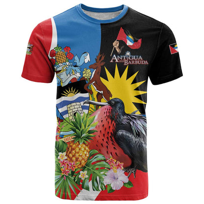 Personalized Antigua and Barbuda Magnificent Frigatebird T-Shirt Tropical Vibe Graphic Tee