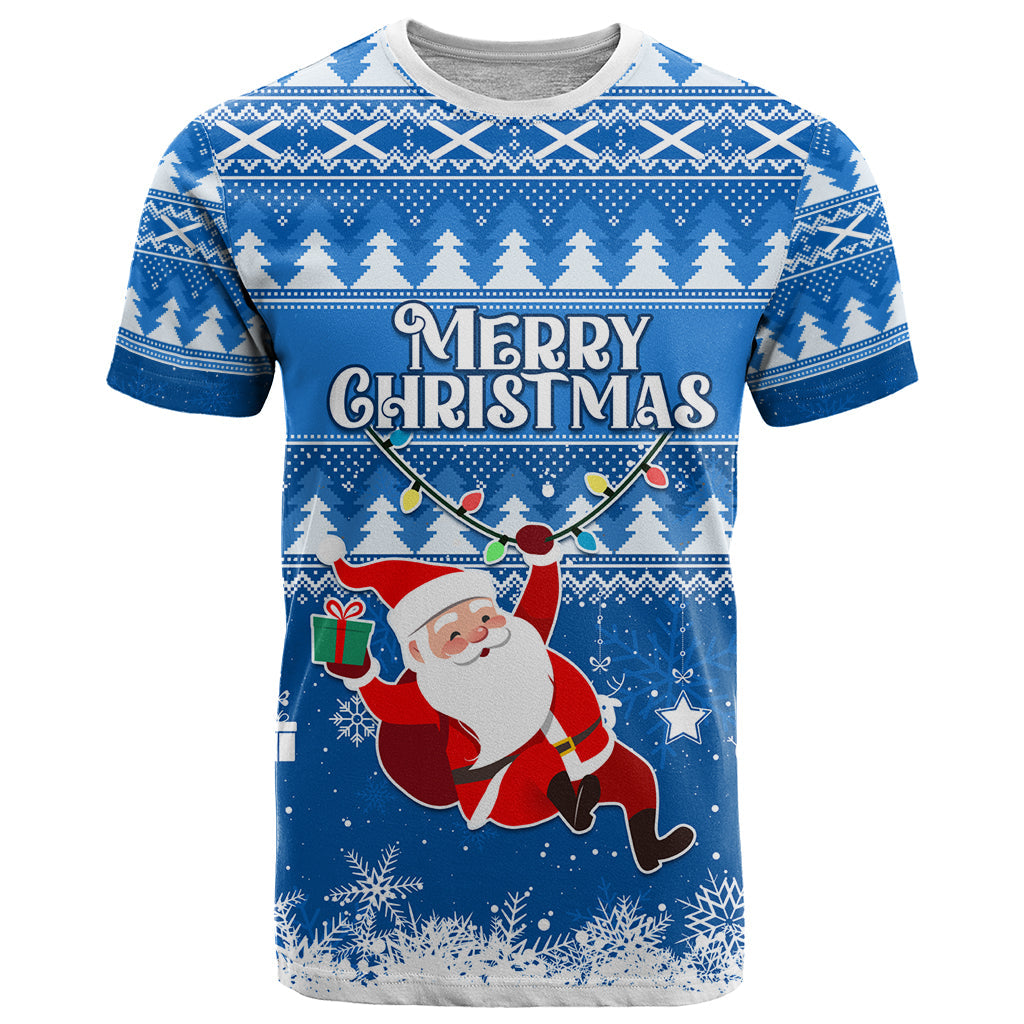 Custom Scotland Christmas T-Shirt Merry Christmas Santa Claus Gift Graphic Tee