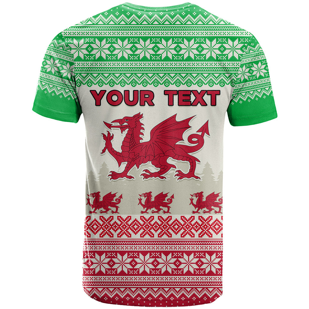 Custom Wales Christmas T-Shirt Nadolig Llawen Welsh Dragon Graphic Tee