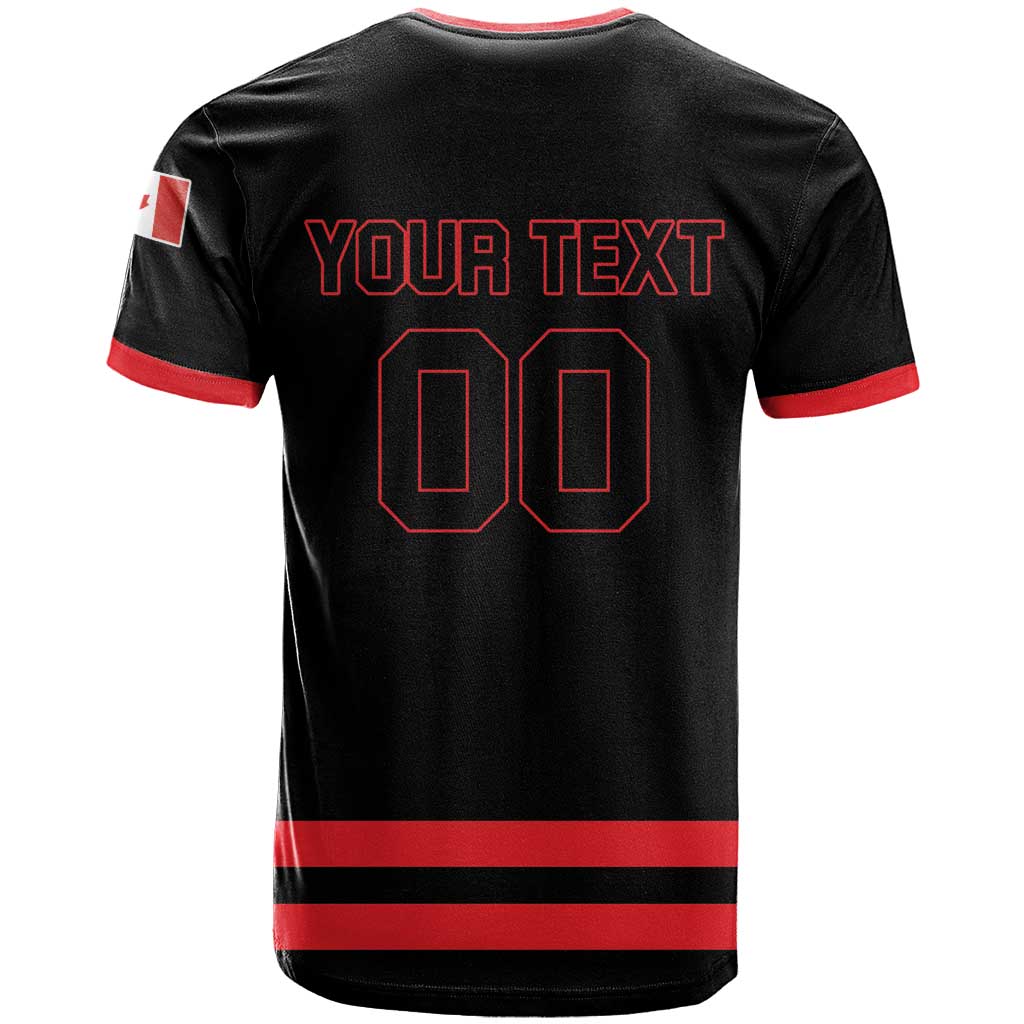 Custom Canada 2026 Hockey T-Shirt Team Maple Leaf Black Version Graphic Tee