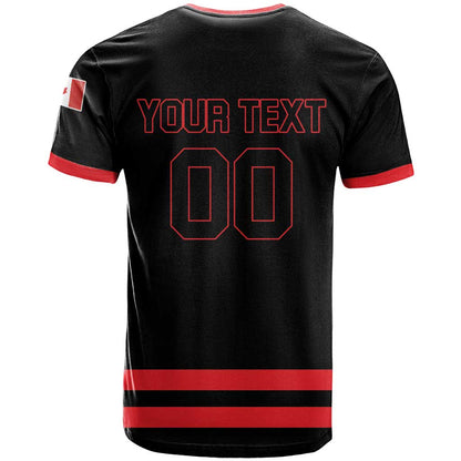 Custom Canada 2026 Hockey T-Shirt Team Maple Leaf Black Version Graphic Tee