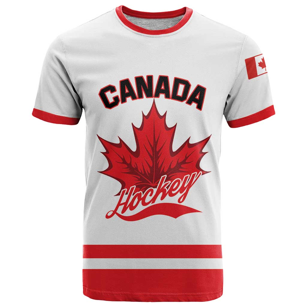 Custom Canada 2026 Hockey T-Shirt Team Maple Leaf White Version Graphic Tee