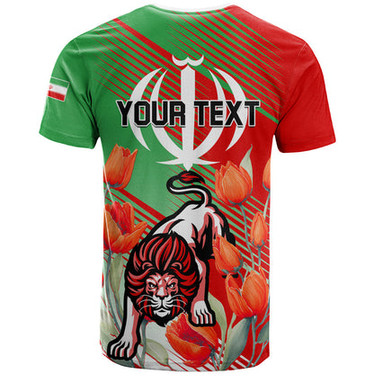 Iran Republic Day T-Shirt Asiatic Lion With Tulip Flower Graphic Tee