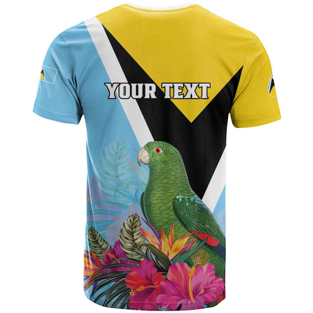 Personalized Saint Lucia Independence Day T-Shirt Tropical Amazona Versicolor Graphic Tee