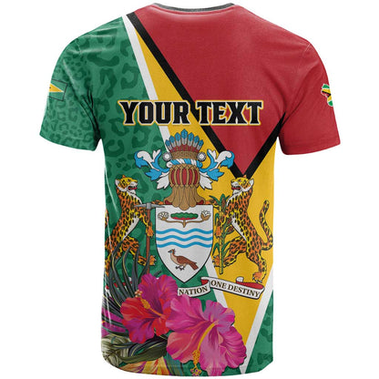 Personalized Guyana T-Shirt Jaguar Tropical Flowers Graphic Tee