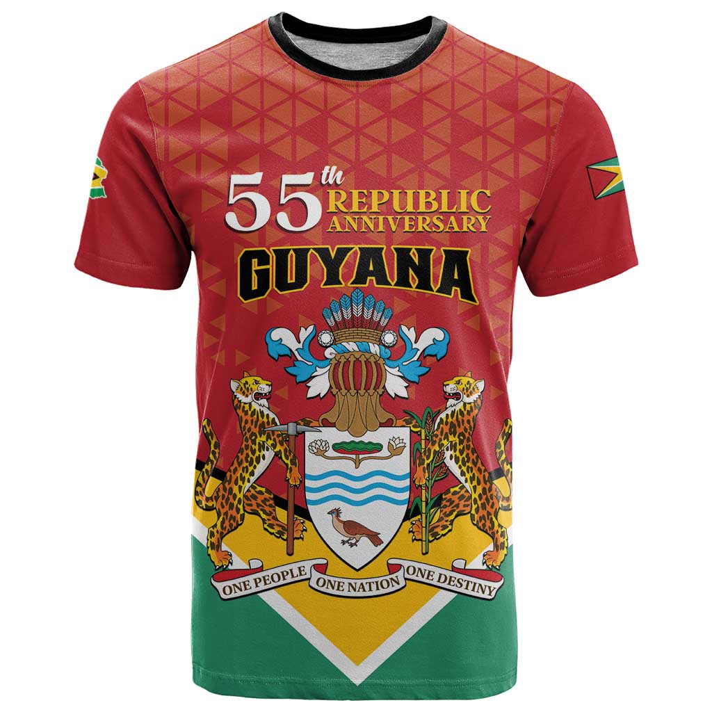 Personalized Guyana 55th Republic Anniversary T-Shirt Flag Style Graphic Tee