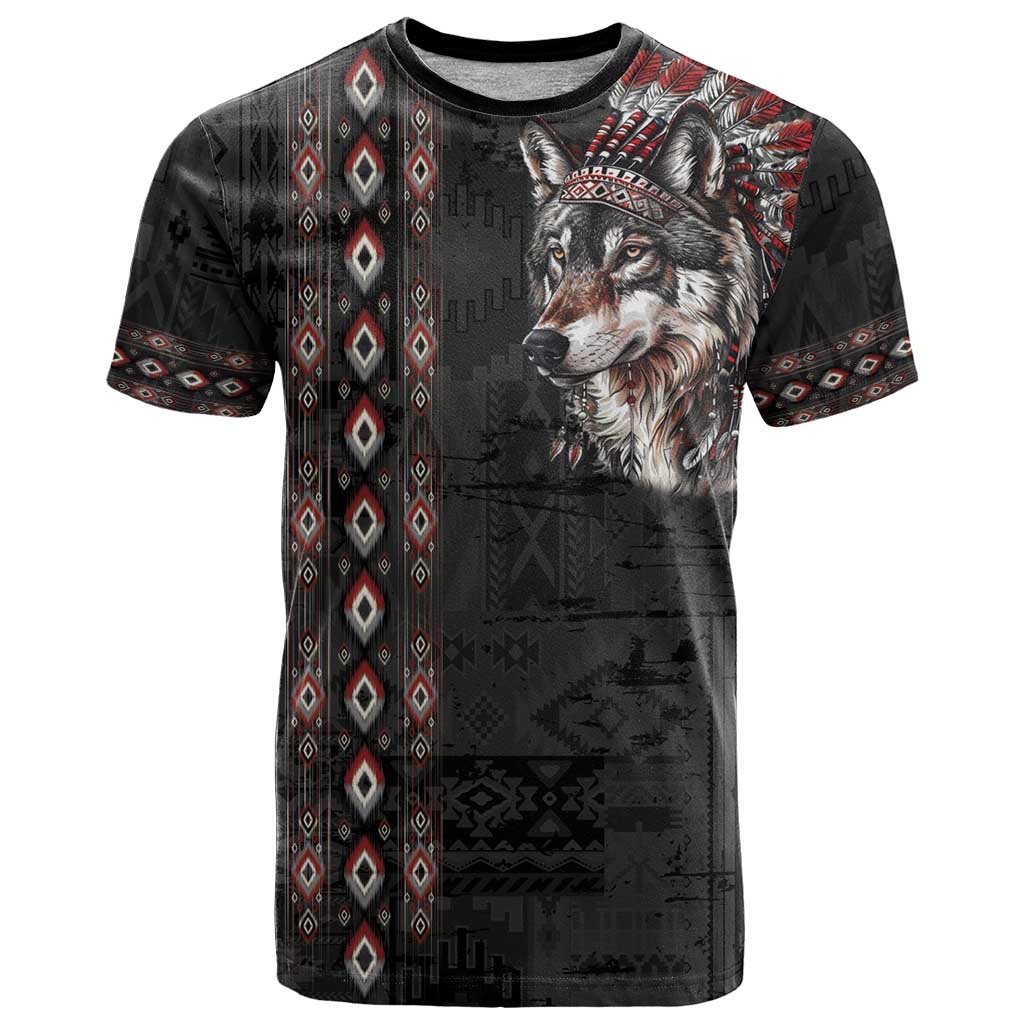 Native American Wolf T-Shirt Tribal Pattern Graphic Tee