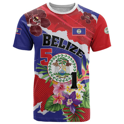 Personalised Belize 501 Tropical Black Orchid T-Shirt Grunge Stylized Graphic Tee