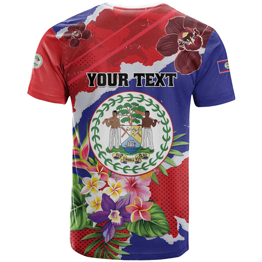 Personalised Belize 501 Tropical Black Orchid T-Shirt Grunge Stylized Graphic Tee
